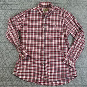 Beretta Men's Red Plaid Tartan Long Sleeve Button Down Shirt Size medium holiday